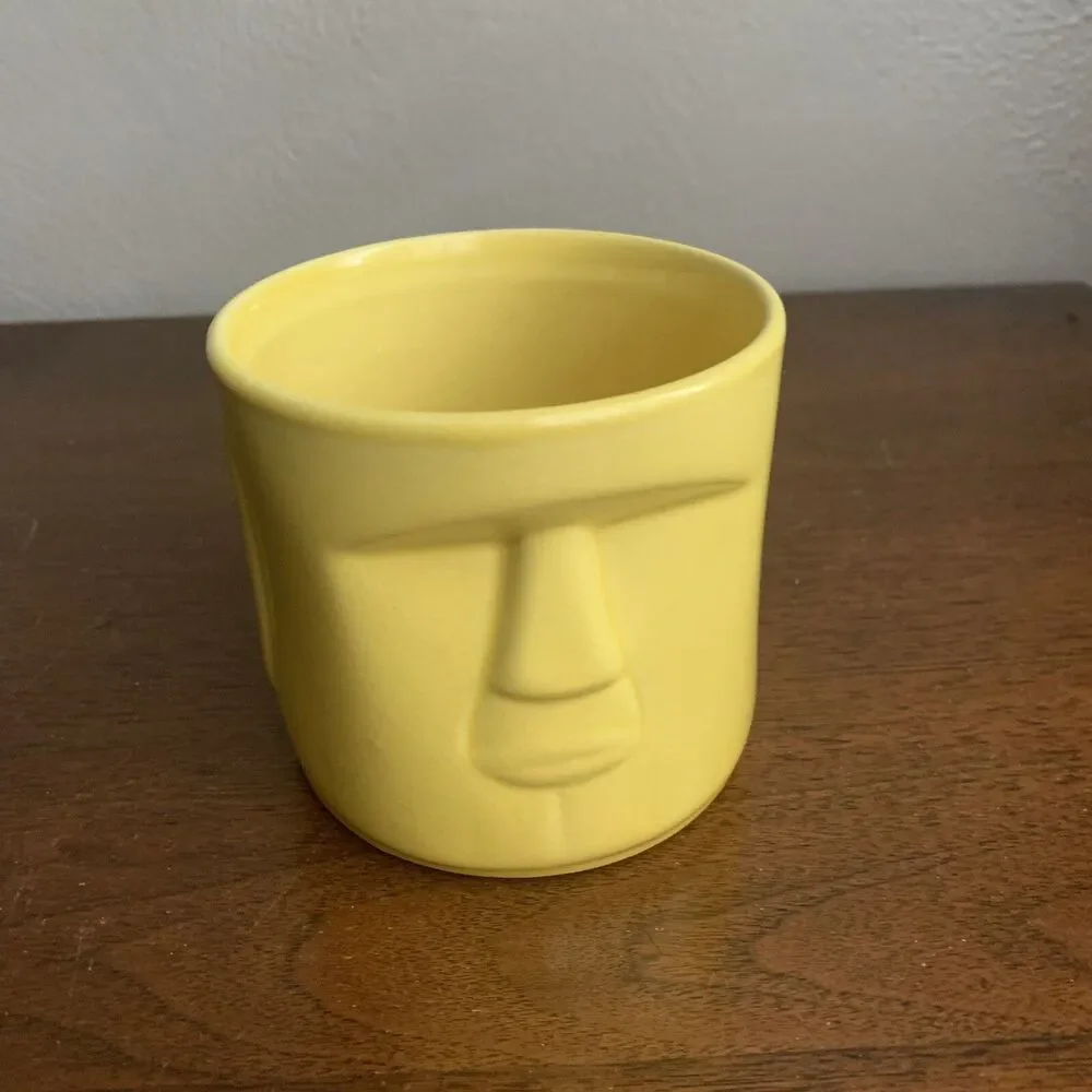Whaler's Moai Head Tiki Tumbler or Mug Cup Vibrant Yellow